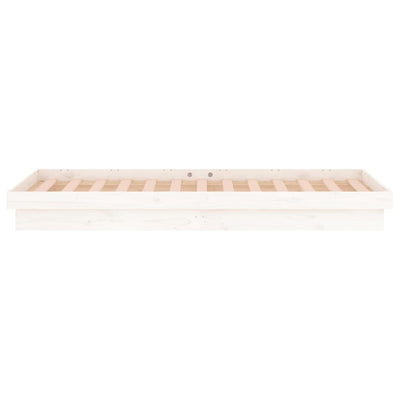 LED Bed Frame White 92x187 cm Single Solid Wood