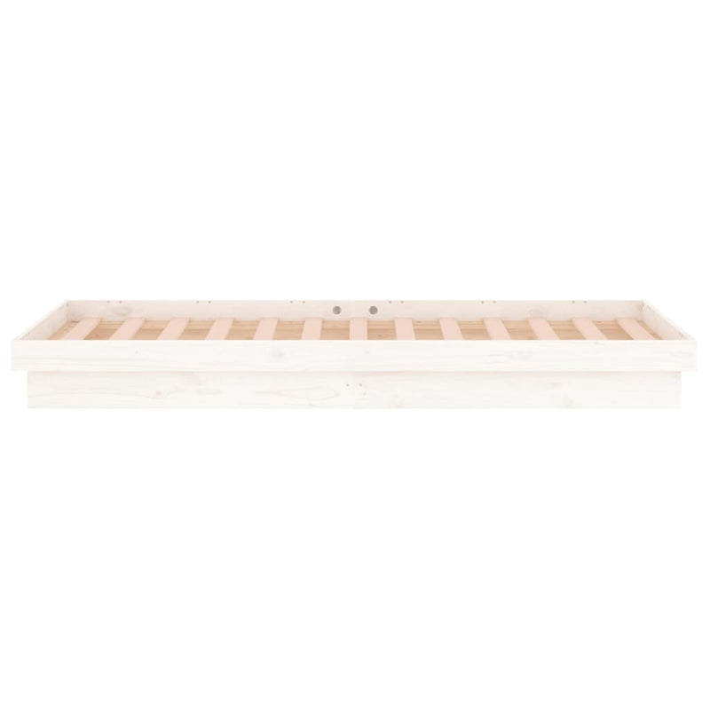 LED Bed Frame White 92x187 cm Single Solid Wood