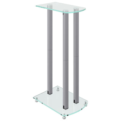 Speaker Stands 2 pcs Silver Tempered Glass 3 Pillars Design