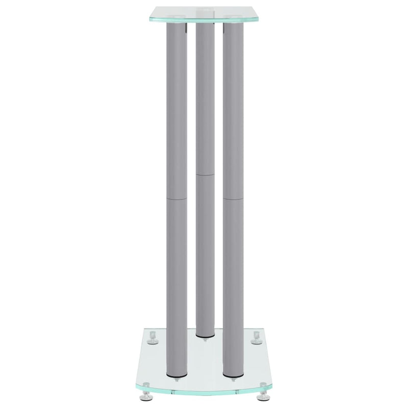 Speaker Stands 2 pcs Silver Tempered Glass 3 Pillars Design