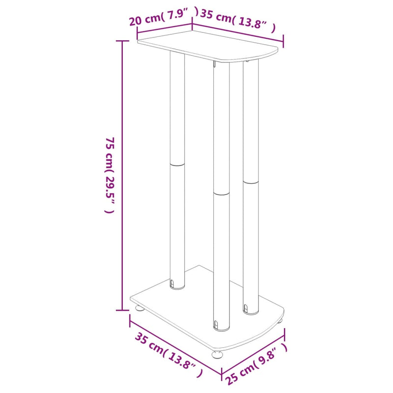 Speaker Stands 2 pcs Silver Tempered Glass 3 Pillars Design