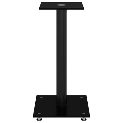 Speaker Stands 2 pcs Black Tempered Glass 1 Pillar Design