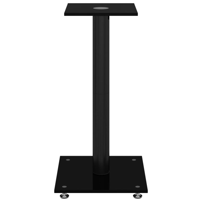 Speaker Stands 2 pcs Black Tempered Glass 1 Pillar Design