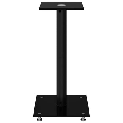 Speaker Stands 2 pcs Black Tempered Glass 1 Pillar Design