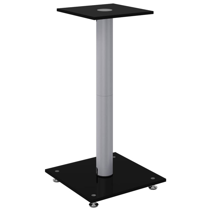 Speaker Stands 2 pcs Black&Silver Tempered Glass 1 Pillar Design