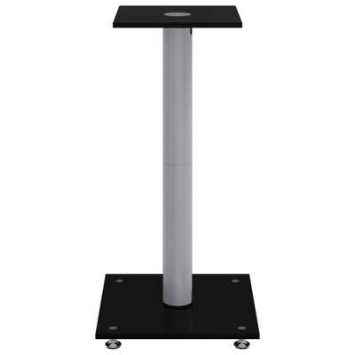 Speaker Stands 2 pcs Black&Silver Tempered Glass 1 Pillar Design