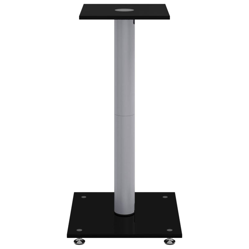 Speaker Stands 2 pcs Black&Silver Tempered Glass 1 Pillar Design