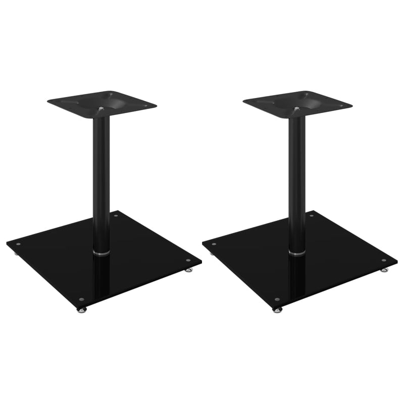 Speaker Stands 2 pcs Black Tempered Glass 1 Pillar Design