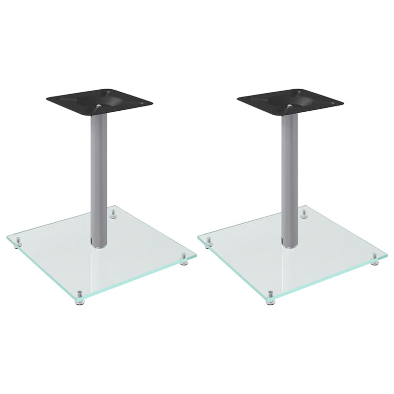 Speaker Stands 2 pcs Silver Tempered Glass 1 Pillar Design