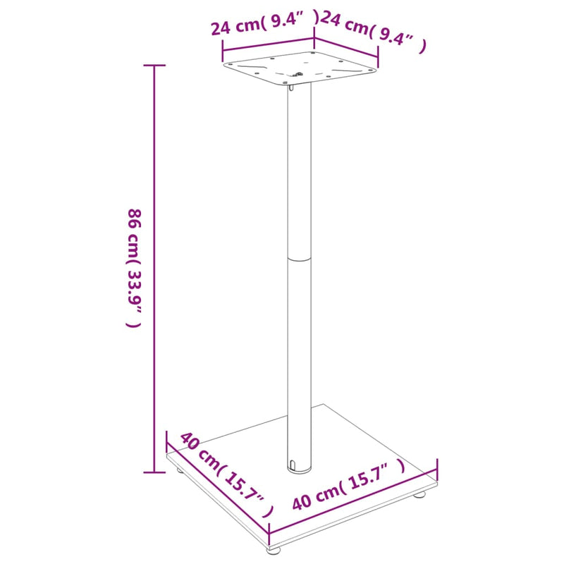 Speaker Stands 2 pcs Silver Tempered Glass 1 Pillar Design