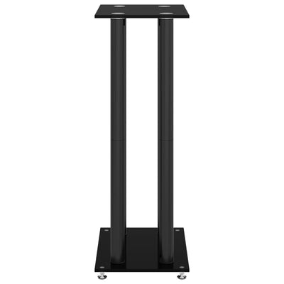 Speaker Stands 2 pcs Black Tempered Glass 4 Pillars Design