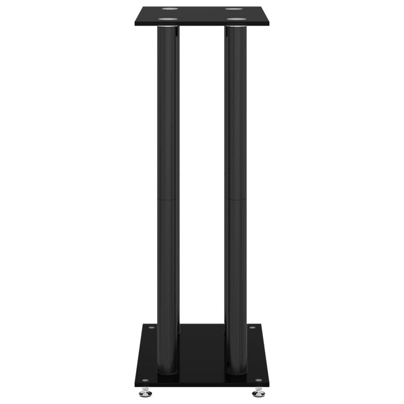 Speaker Stands 2 pcs Black Tempered Glass 4 Pillars Design