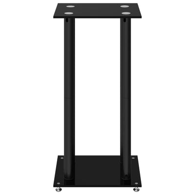 Speaker Stands 2 pcs Black Tempered Glass 4 Pillars Design