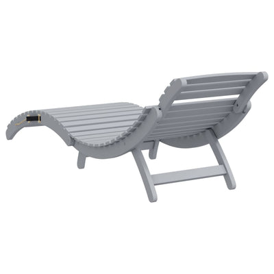 Sun Lounger Grey 184x55x64 cm Solid Wood Acacia