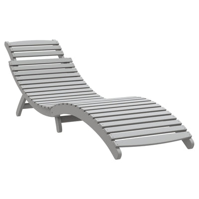 Sun Lounger with Table Grey Solid Wood Acacia