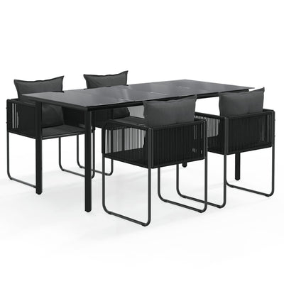 5 Piece Garden Dining Set Black