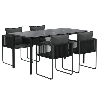 5 Piece Garden Dining Set Black