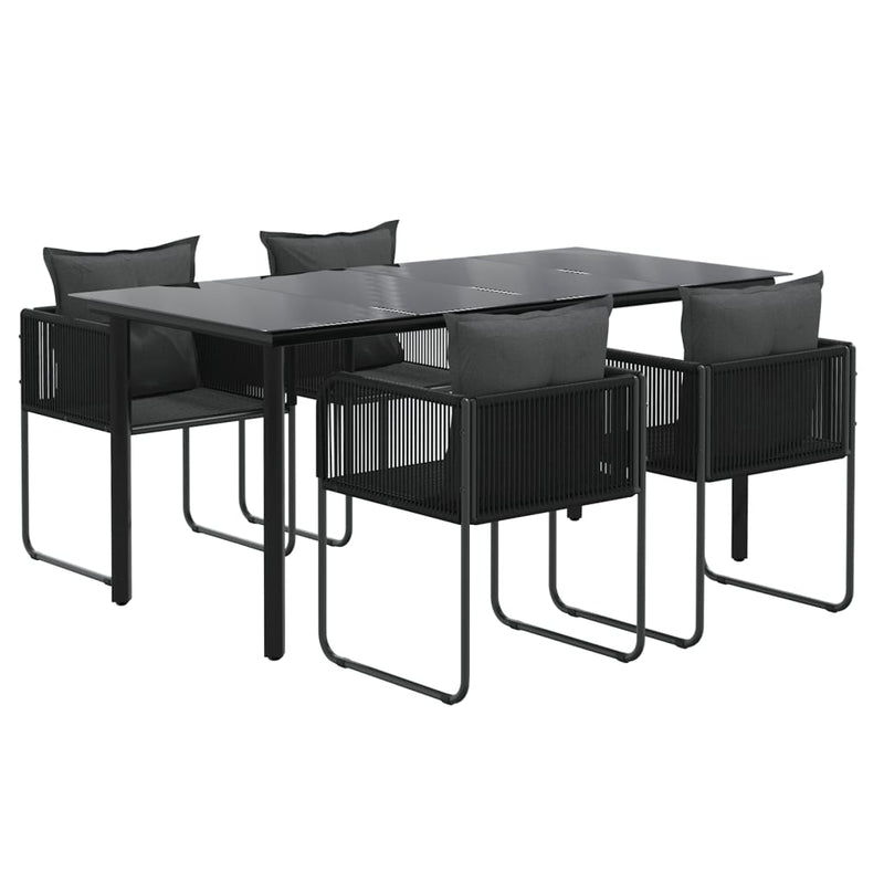 5 Piece Garden Dining Set Black