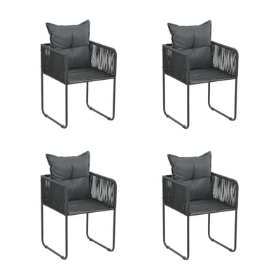 5 Piece Garden Dining Set Black