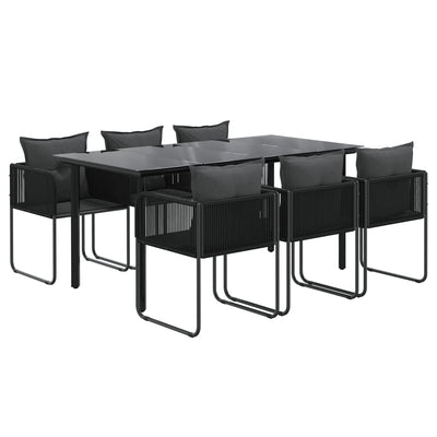 7 Piece Garden Dining Set Black