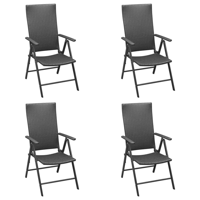 5 Piece Garden Dining Set Black Poly Rattan