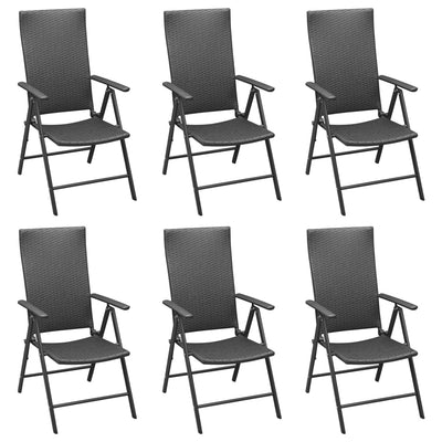 7 Piece Garden Dining Set Black Poly Rattan