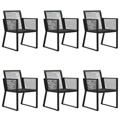 7 Piece Garden Dining Set Black PVC Rattan