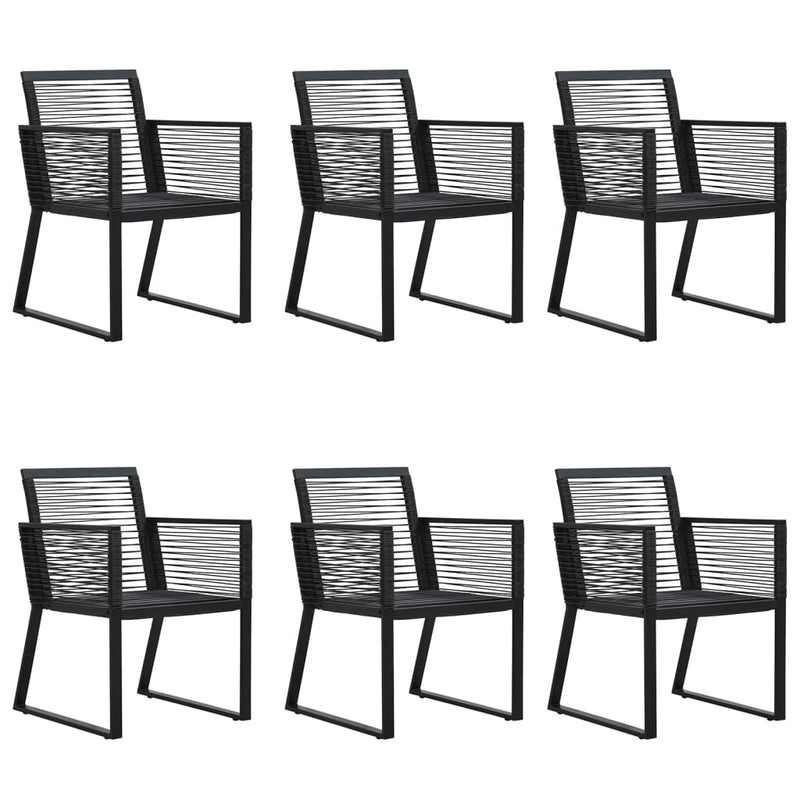 7 Piece Garden Dining Set Black PVC Rattan