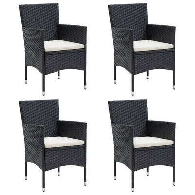 5 Piece Garden Dining Set with Cushions Black