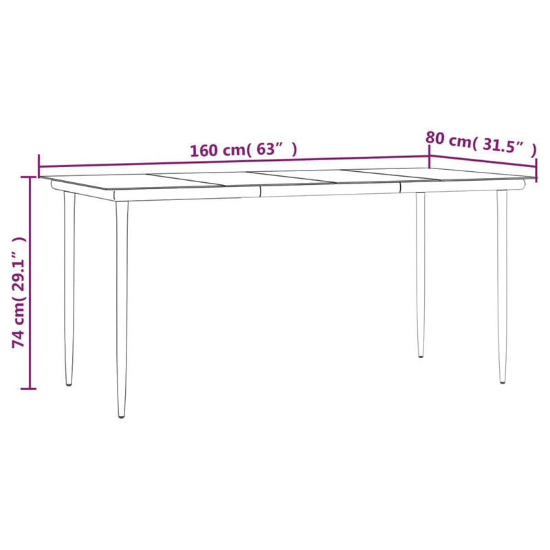 5 Piece Garden Dining Set with Cushions Grey and Black