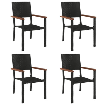 5 Piece Garden Dining Set Black Poly Rattan