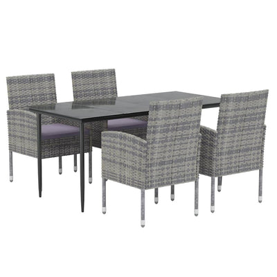 5 Piece Garden Dining Set with Cushions Anthracite Poly Rattan