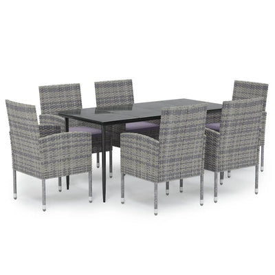 7 Piece Garden Dining Set with Cushions Anthracite Poly Rattan