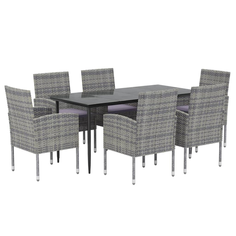 7 Piece Garden Dining Set with Cushions Anthracite Poly Rattan