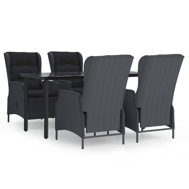 5 Piece Garden Dining Set Dark Grey Poly Rattan