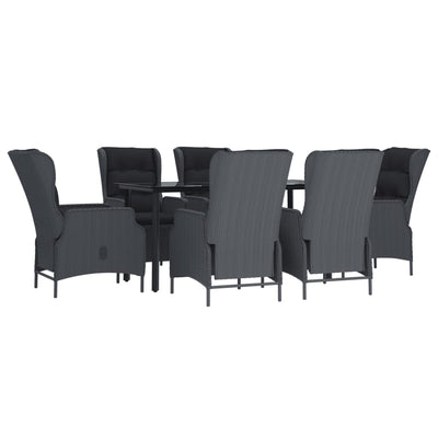 7 Piece Garden Dining Set Dark Grey Poly Rattan