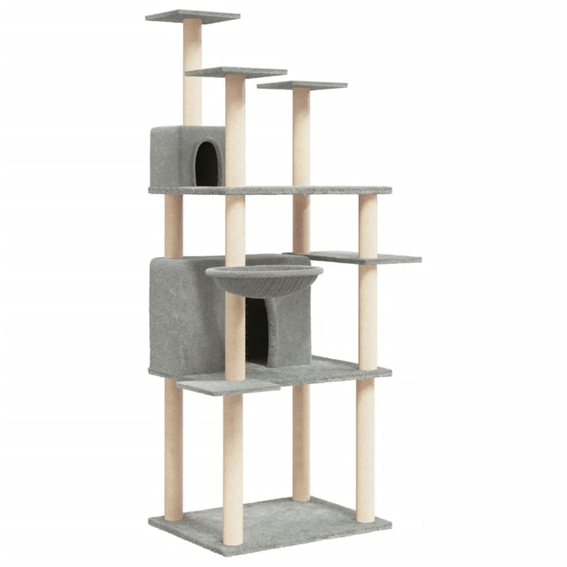 Cat Tree with Sisal Scratching Posts Light Grey 166 cm