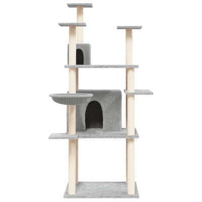 Cat Tree with Sisal Scratching Posts Light Grey 166 cm