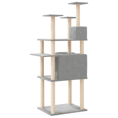 Cat Tree with Sisal Scratching Posts Light Grey 166 cm