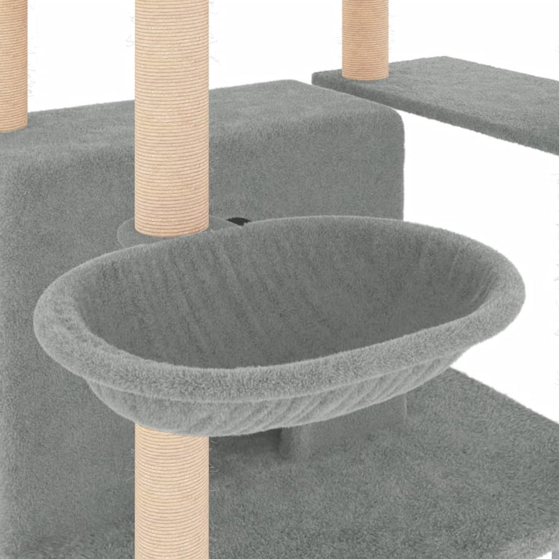 Cat Tree with Sisal Scratching Posts Light Grey 166 cm