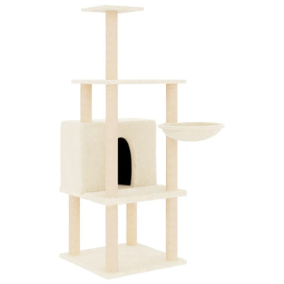 Cat Tree with Sisal Scratching Posts Cream 132 cm