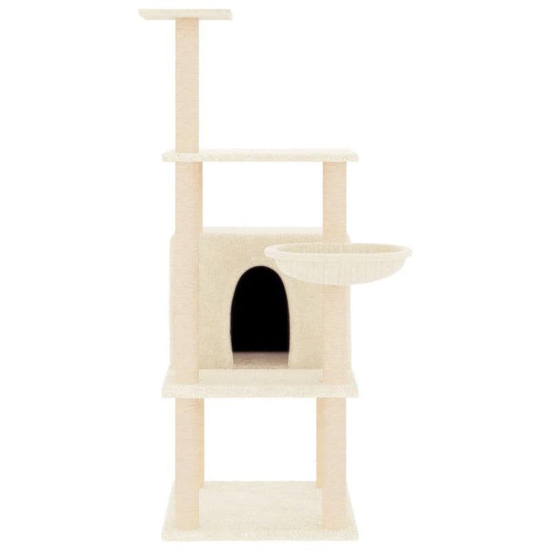 Cat Tree with Sisal Scratching Posts Cream 132 cm