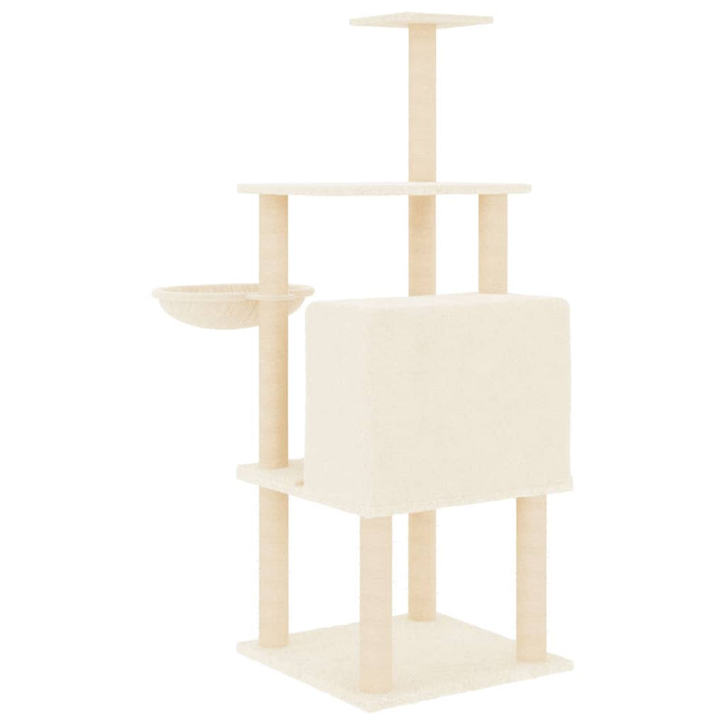 Cat Tree with Sisal Scratching Posts Cream 132 cm