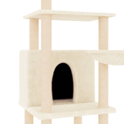 Cat Tree with Sisal Scratching Posts Cream 132 cm