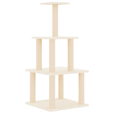 Cat Tree with Sisal Scratching Posts Cream 111 cm