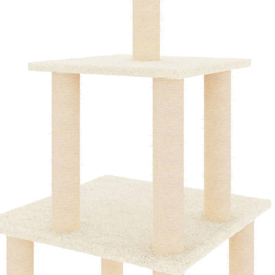 Cat Tree with Sisal Scratching Posts Cream 111 cm