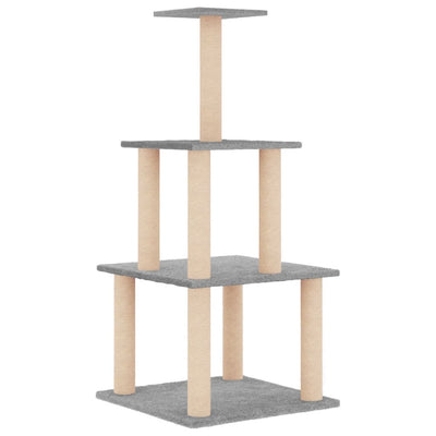 Cat Tree with Sisal Scratching Posts Light Grey 111 cm