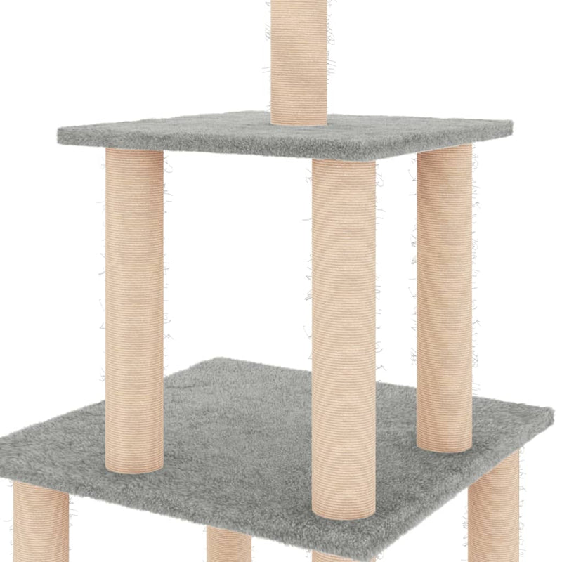 Cat Tree with Sisal Scratching Posts Light Grey 111 cm