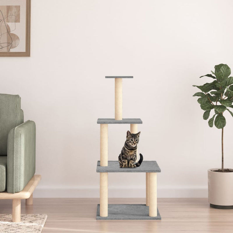 Cat Tree with Sisal Scratching Posts Light Grey 111 cm