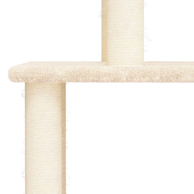 Cat Tree with Sisal Scratching Posts Cream 149 cm